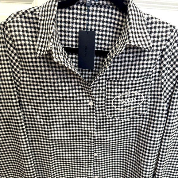 Prada Tops - Prada Monochrome Checkered Shirt